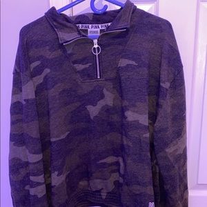vs pink camo quarter zip